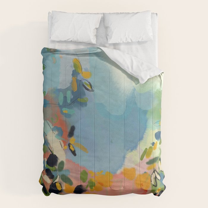garden with sea view and olive tree Comforter Gallery Image 1