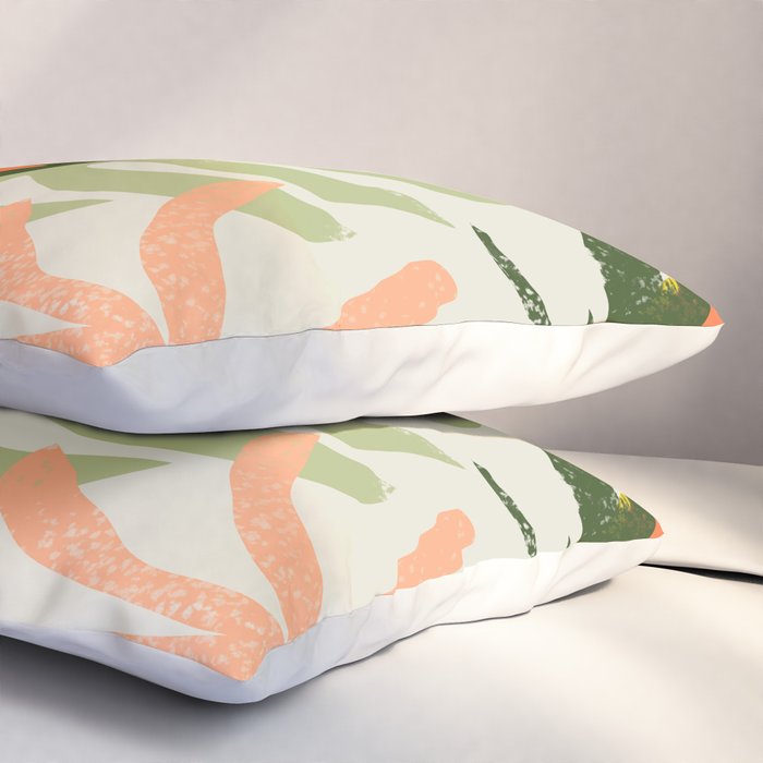 Flowers & Rain, Summer Floral Nature Botanical Painting, Modern Colorful Bohemian Illustration Pillow Sham Gallery Image 3