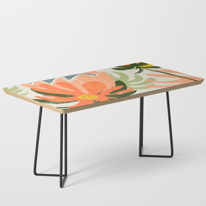 Flowers & Rain, Summer Floral Nature Botanical Painting, Modern Colorful Bohemian Illustration Coffee Table Gallery Image 1