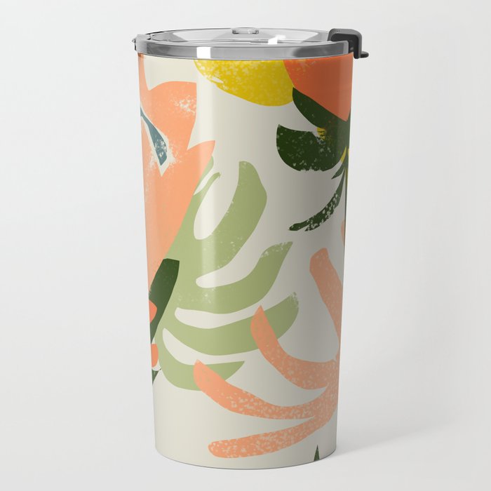 Flowers & Rain, Summer Floral Nature Botanical Painting, Modern Colorful Bohemian Illustration Travel Mug Gallery Image 2
