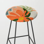 Flowers & Rain, Summer Floral Nature Botanical Painting, Modern Colorful Bohemian Illustration Stool Gallery Image 2