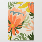 Flowers & Rain, Summer Floral Nature Botanical Painting, Modern Colorful Bohemian Illustration Cutting Board Gallery Image 1
