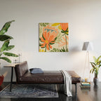 Flowers & Rain, Summer Floral Nature Botanical Painting, Modern Colorful Bohemian Illustration Wood Wall Art Gallery Image 2