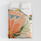 Flowers & Rain, Summer Floral Nature Botanical Painting, Modern Colorful Bohemian Illustration Duvet Cover Gallery Image 6