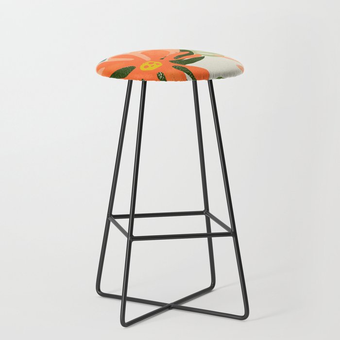 Flowers & Rain, Summer Floral Nature Botanical Painting, Modern Colorful Bohemian Illustration Stool Gallery Image 1