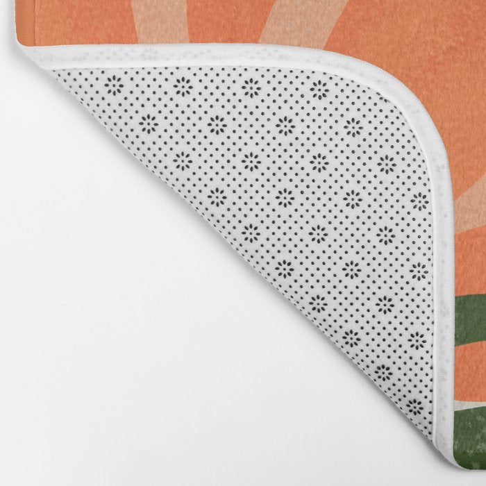 Flowers & Rain, Summer Floral Nature Botanical Painting, Modern Colorful Bohemian Illustration Bath Mat Gallery Image 2