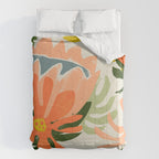 Flowers & Rain, Summer Floral Nature Botanical Painting, Modern Colorful Bohemian Illustration Comforter Gallery Image 6