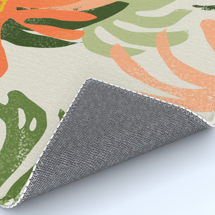 Flowers & Rain, Summer Floral Nature Botanical Painting, Modern Colorful Bohemian Illustration Rug Gallery Image 4