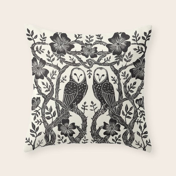 Rose Owls Throw Pillow Gallery Image 6
