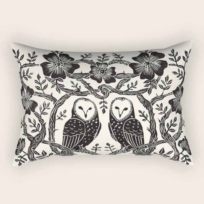 Rose Owls Rectangular Pillow Gallery Image 2