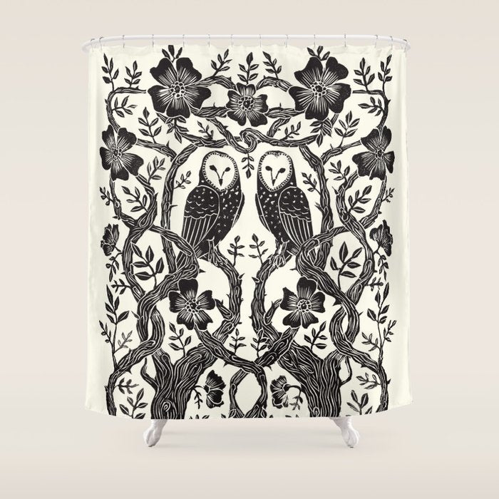 Rose Owls Shower Curtain Gallery Image 1