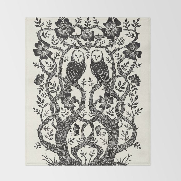 Rose Owls Throw Blanket Gallery Image 2