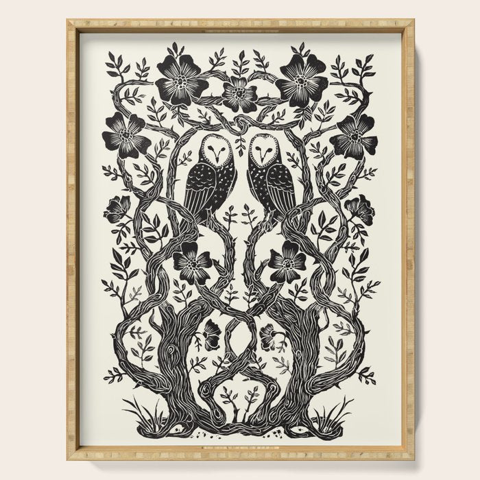 Rose Owls Serving Tray Gallery Image 1