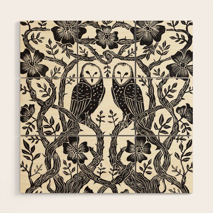 Rose Owls Wood Wall Art Gallery Image 1