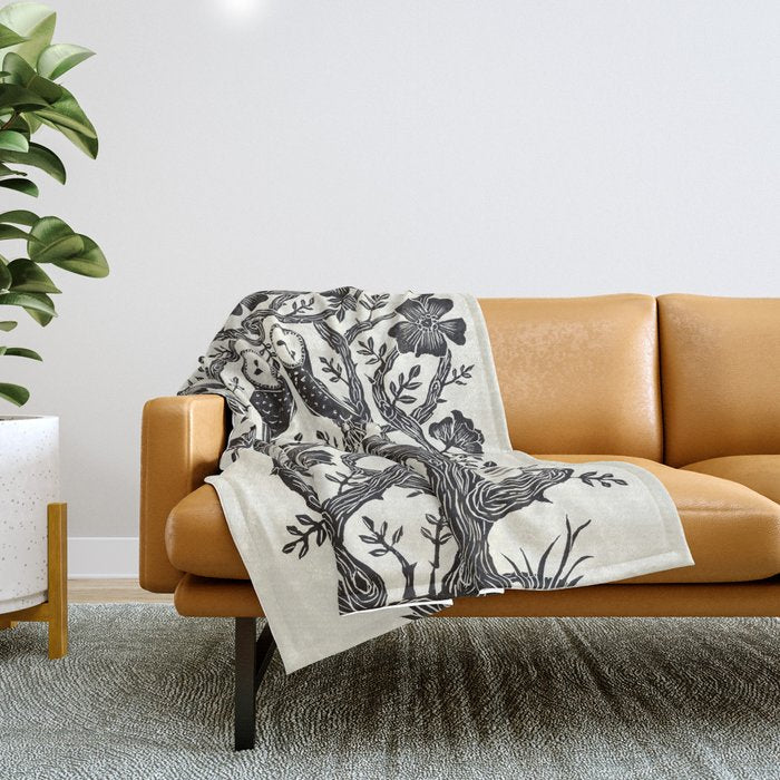 Rose Owls Throw Blanket Gallery Image 1