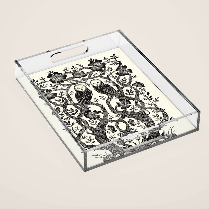 Rose Owls Acrylic Tray Gallery Image 1