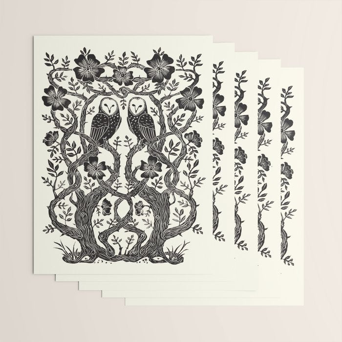 Rose Owls Wrapping Paper Gallery Image 3