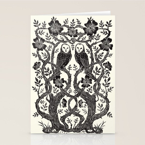 Rose Owls Stationery Card Gallery Image 2