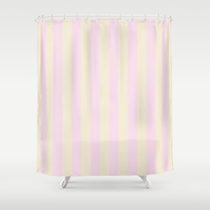 Stripes of Light Pink and Cream Shower Curtain Gallery Image 1