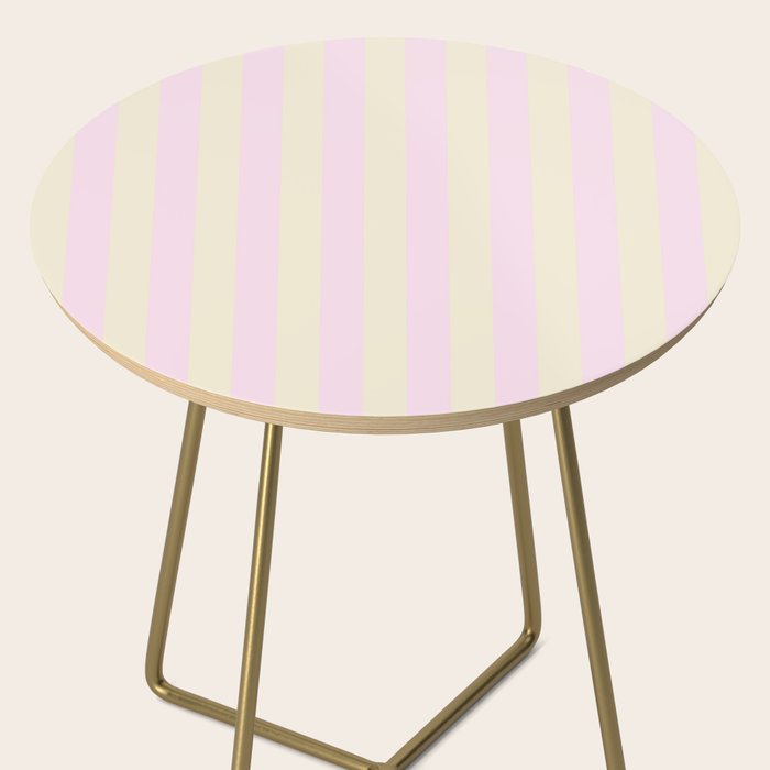 Stripes of Light Pink and Cream Side Table Gallery Image 2