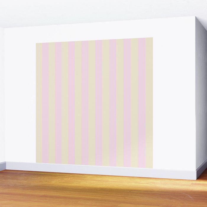 Stripes of Light Pink and Cream Wall Mural Gallery Image 2