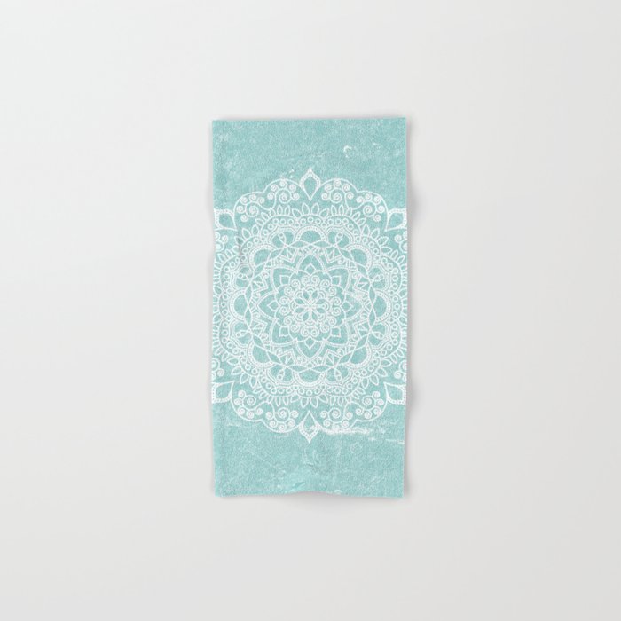 Mandala on concrete - teal Bath Towel Gallery Image 1