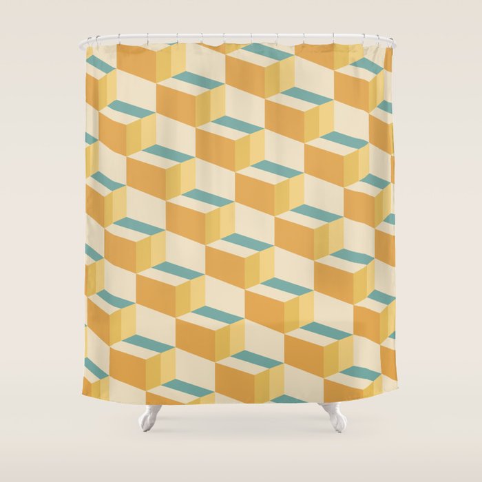 Cuboid Geometric Abstract Shapes Pattern XXVI Shower Curtain Gallery Image 1