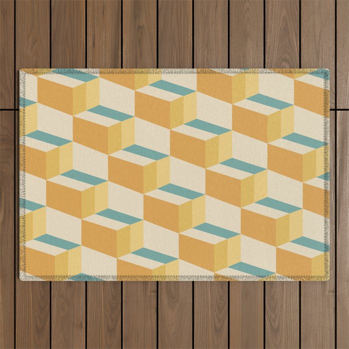 Cuboid Geometric Abstract Shapes Pattern XXVI Outdoor Rug Gallery Image 1