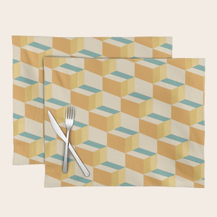 Cuboid Geometric Abstract Shapes Pattern XXVI Placemat Gallery Image 1