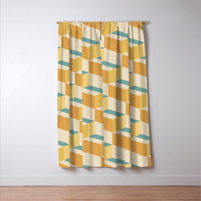 Cuboid Geometric Abstract Shapes Pattern XXVI Window Curtain Gallery Image 3