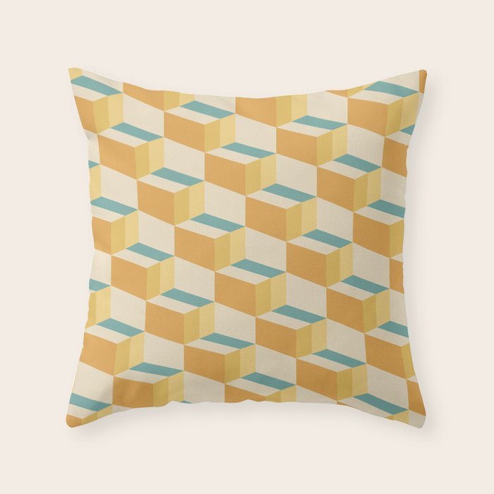 Cuboid Geometric Abstract Shapes Pattern XXVI Throw Pillow Gallery Image 6