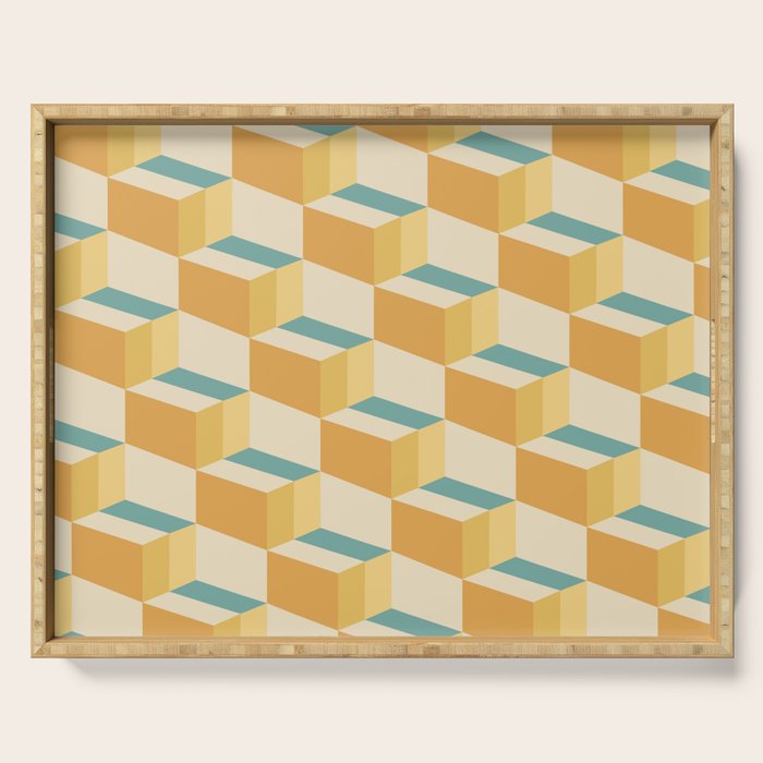 Cuboid Geometric Abstract Shapes Pattern XXVI Serving Tray Gallery Image 1