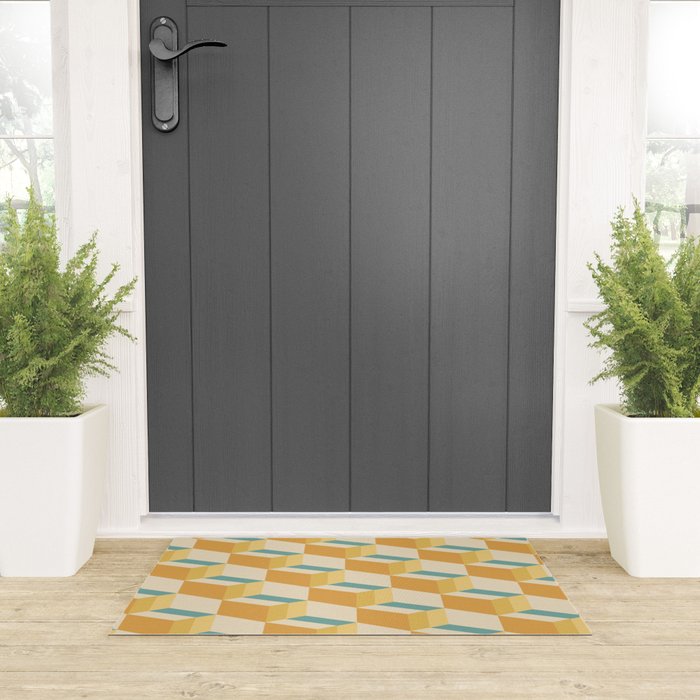 Cuboid Geometric Abstract Shapes Pattern XXVI Welcome Mat Gallery Image 3