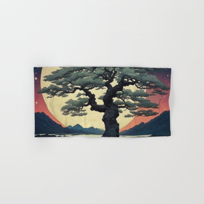 The Night Father - A Contemporary Ukiyo-e Nature Landscape Bath Towel Gallery Image 1