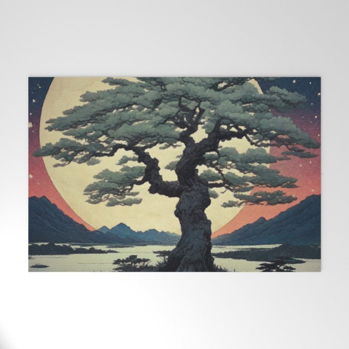 The Night Father - A Contemporary Ukiyo-e Nature Landscape Welcome Mat Gallery Image 1