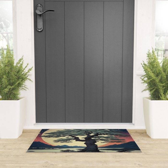 The Night Father - A Contemporary Ukiyo-e Nature Landscape Welcome Mat Gallery Image 3
