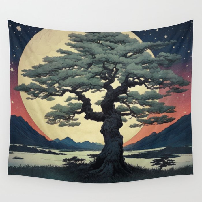 The Night Father - A Contemporary Ukiyo-e Nature Landscape Wall Tapestry Gallery Image 4