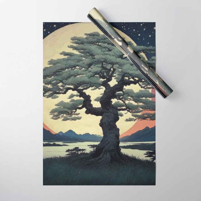 The Night Father - A Contemporary Ukiyo-e Nature Landscape Wrapping Paper Gallery Image 1
