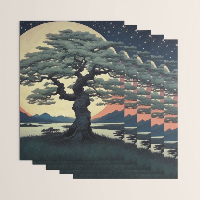 The Night Father - A Contemporary Ukiyo-e Nature Landscape Wrapping Paper Gallery Image 3