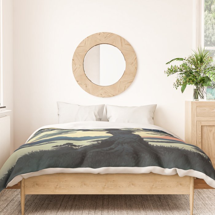 The Night Father - A Contemporary Ukiyo-e Nature Landscape Duvet Cover Gallery Image 3
