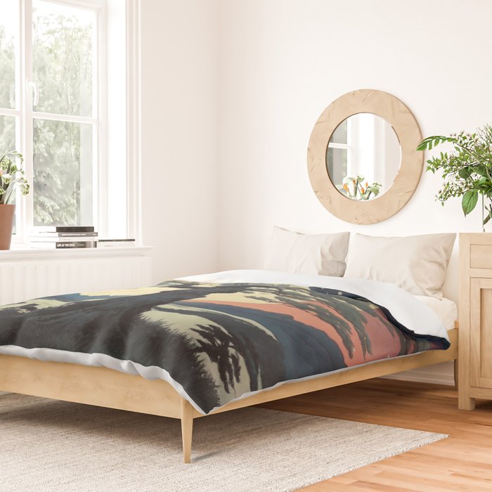 The Night Father - A Contemporary Ukiyo-e Nature Landscape Duvet Cover Gallery Image 2