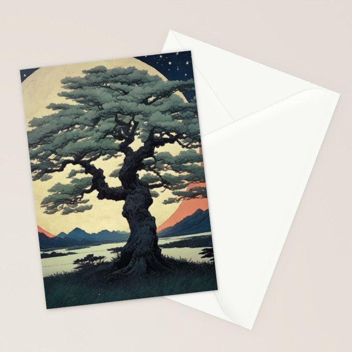 The Night Father - A Contemporary Ukiyo-e Nature Landscape Stationery Card Gallery Image 2