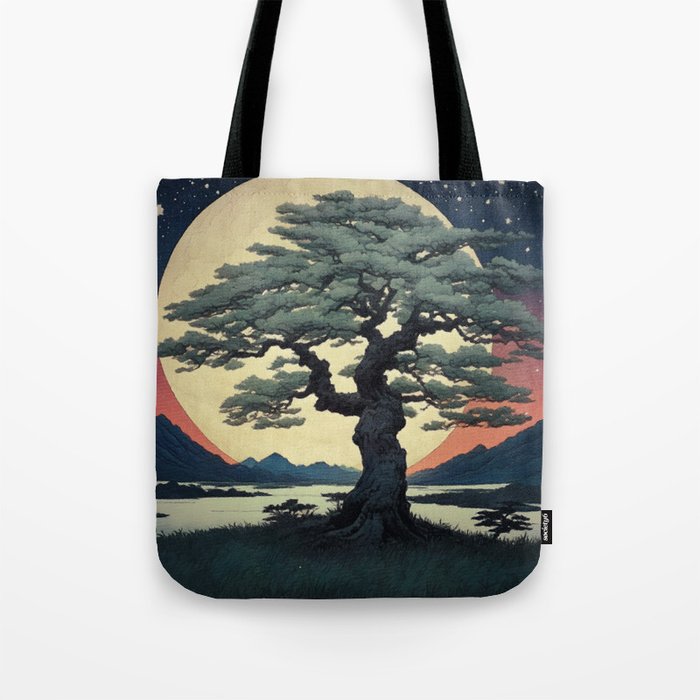 The Night Father - A Contemporary Ukiyo-e Nature Landscape Tote Bag Gallery Image 1
