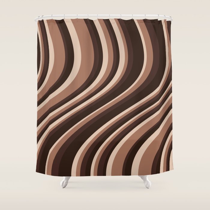 Wavy Stripes XLIX - Mocha Coffee Shower Curtain Gallery Image 1
