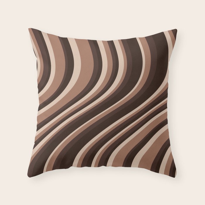 Wavy Stripes XLIX - Mocha Coffee Throw Pillow Gallery Image 6