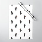 Black cat with flute Wrapping Paper Gallery Image 1