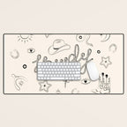 Howdy. Black and White Good Luck Charms Desk Mat Gallery Image 1