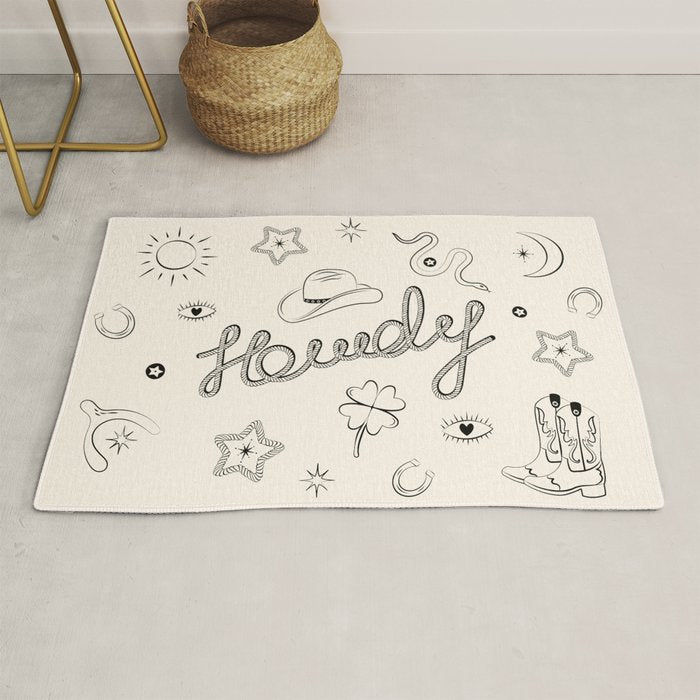 Howdy. Black and White Good Luck Charms Rug Gallery Image 1