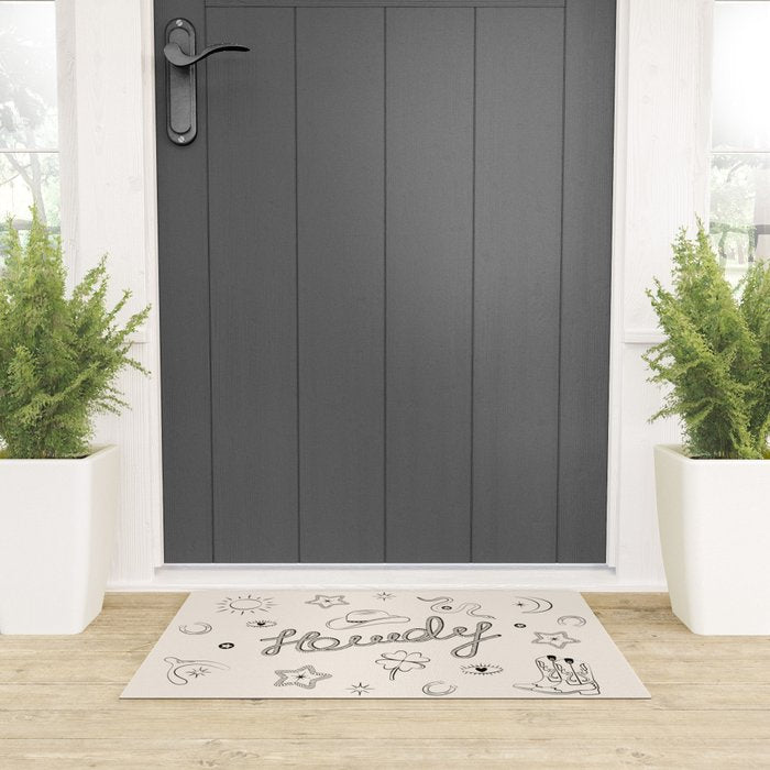 Howdy. Black and White Good Luck Charms Welcome Mat Gallery Image 3