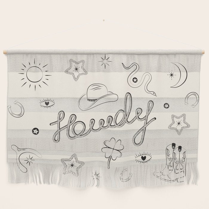 Howdy. Black and White Good Luck Charms Wall Hanging Gallery Image 1